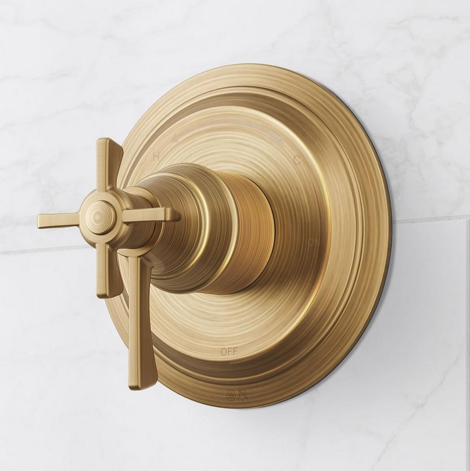Marceau Dual Control Pressure Balance Shower Trim and Valve - Cross Handles - Aged Brass, , large image number 0