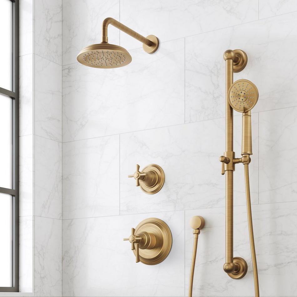 Marceau Dual Control Pressure Balance Shower System With Slide Bar and Hand Shower - Cross Handles, , large image number 0