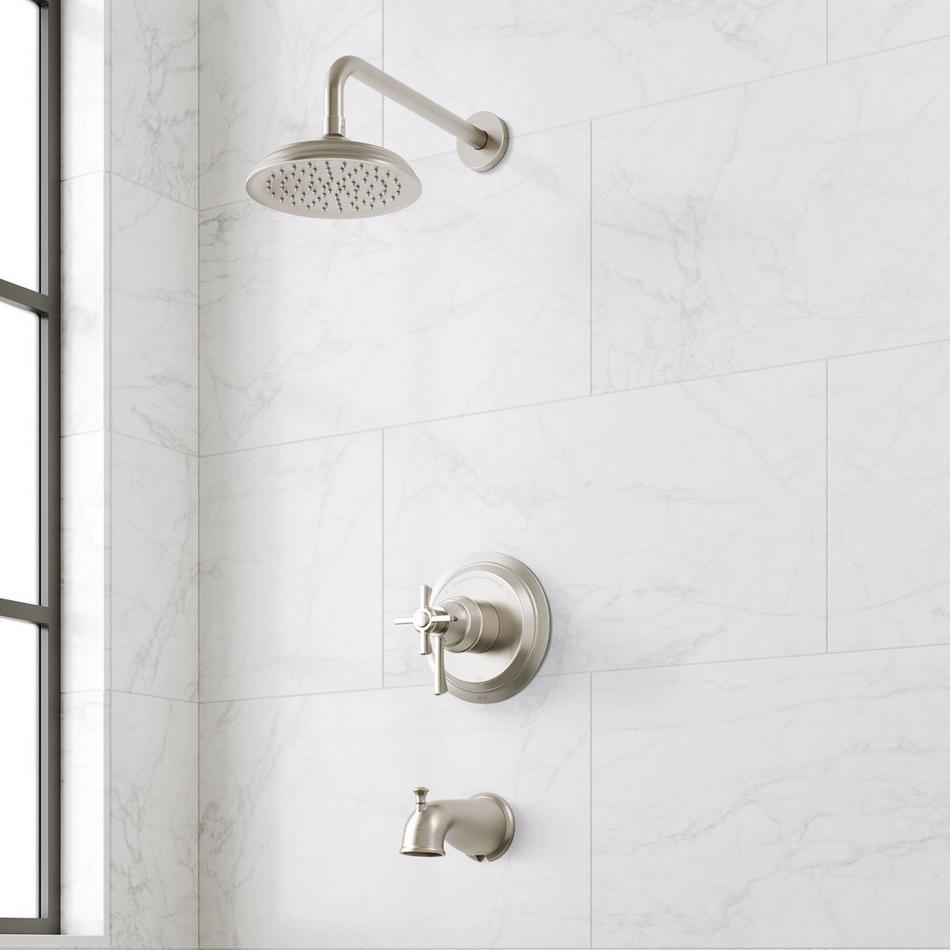 Marceau Dual Control Pressure Balance Tub and Shower System - Cross Handles - Brushed Nickel, , large image number 0
