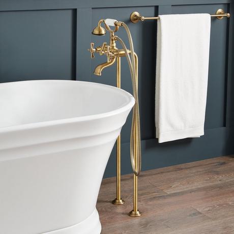 Marceau Freestanding Tub Faucet with Hand Shower - Cross Handle
