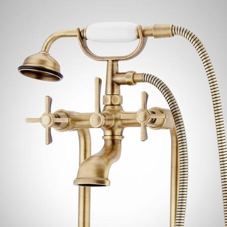 Marceau Freestanding Tub Faucet with Hand Shower - Cross Handle