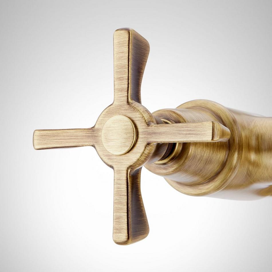 Marceau Freestanding Tub Faucet with Hand Shower - Cross Handles - Aged Brass, , large image number 4