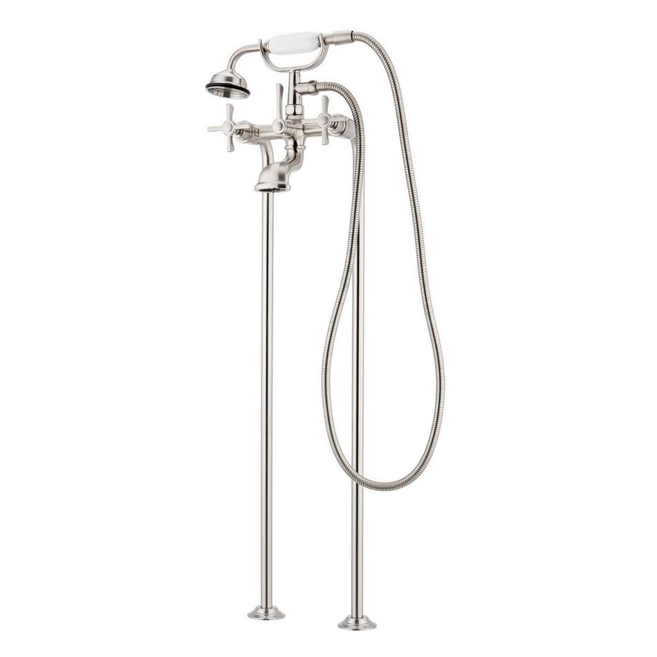 Marceau Freestanding Tub Faucet with Hand Shower - Cross Handles - Brushed Nickel, , large image number 1