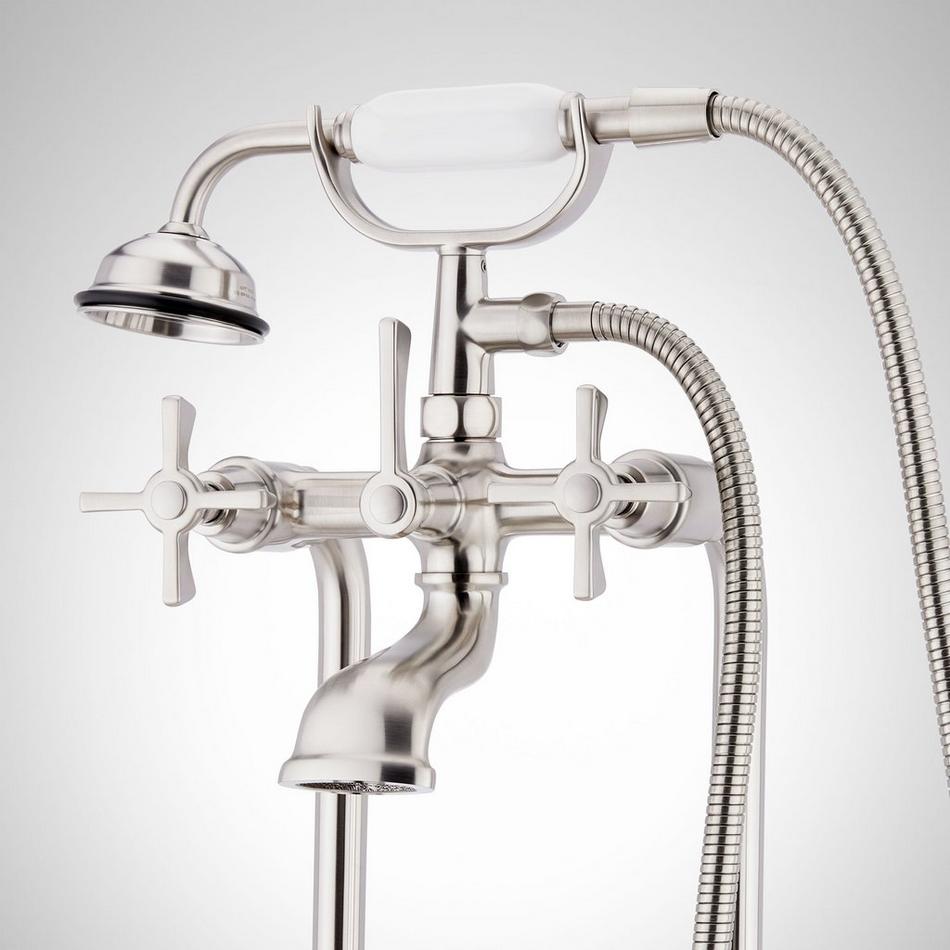 Marceau Freestanding Tub Faucet with Hand Shower - Cross Handles - Brushed Nickel, , large image number 2
