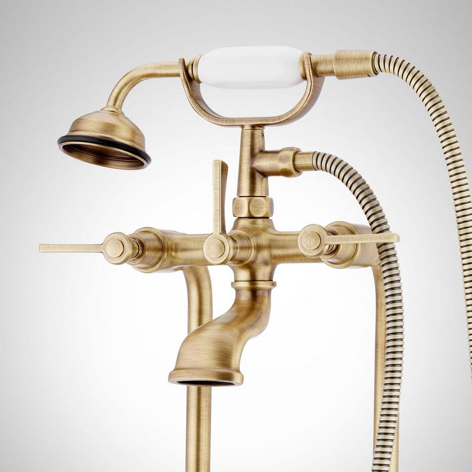 Marceau Freestanding Tub Faucet with Hand Shower - Lever Handles - Aged Brass, , large image number 2