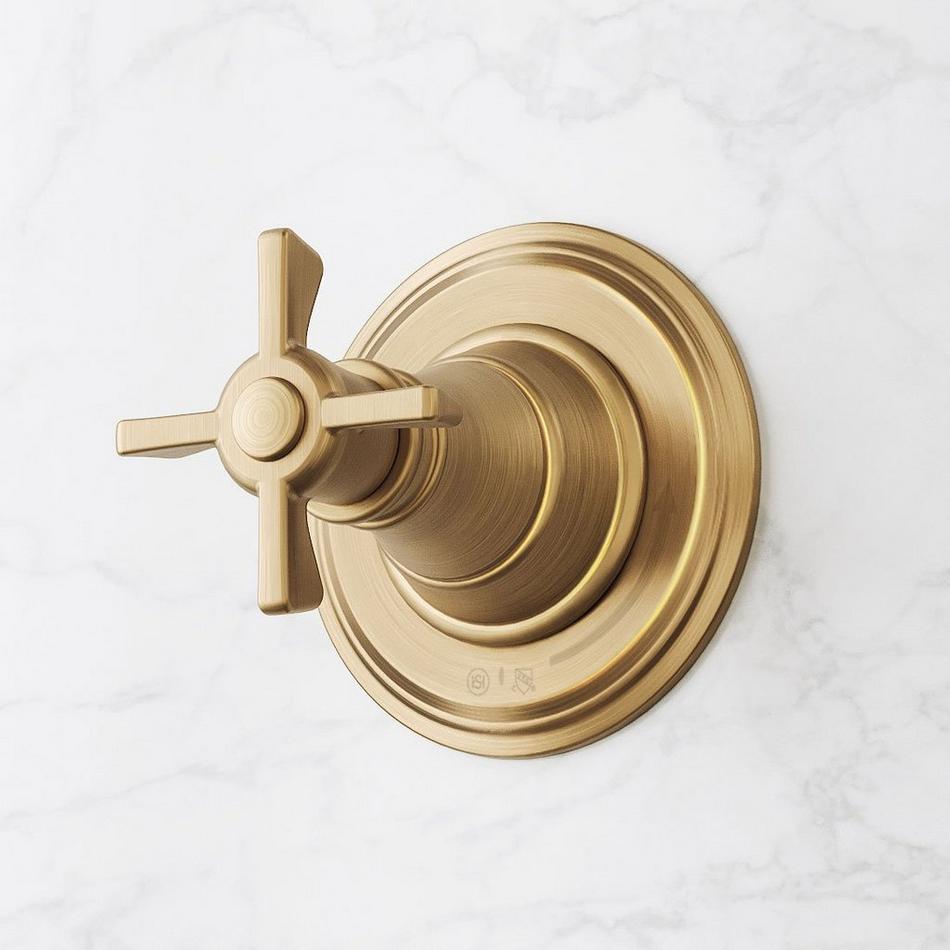Marceau In-Wall Shower Volume Control and 3/4" Rough-In Valve - Cross Handle - Aged Brass, , large image number 0