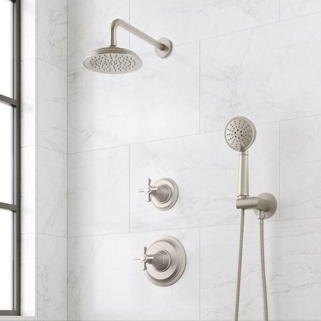 Marceau Pressure Balance Shower System With Hand Shower - Cross Handles