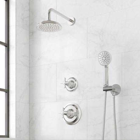 Marceau Pressure Balance Shower System With Hand Shower - Cross Handles