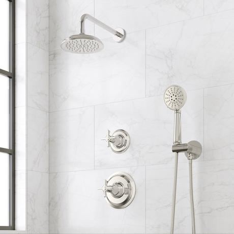 Marceau Pressure Balance Shower System With Hand Shower - Cross Handles