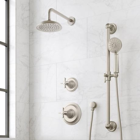 Marceau Pressure Balance Shower System With Slide Bar and Hand Shower - Cross Handles