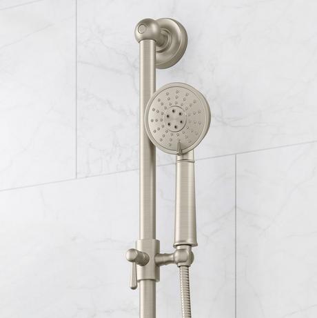 Marceau Pressure Balance Shower System With Slide Bar and Hand Shower - Cross Handles