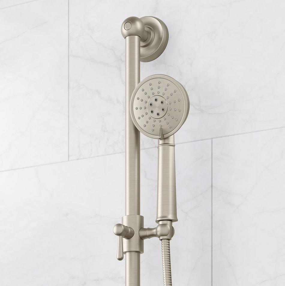 Marceau Pressure Balance Shower System With Slide Bar and Hand Shower - Cross - Brushed Nickel, , large image number 4