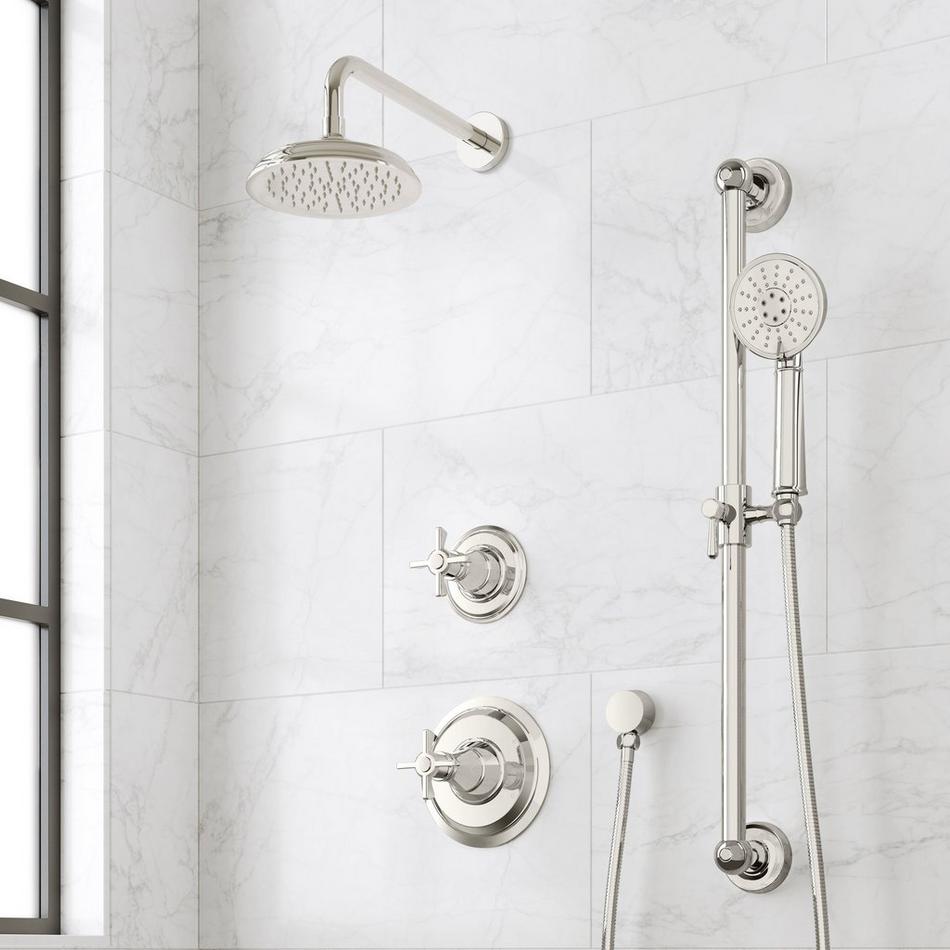 Marceau Pressure Balance Shower System With Slide Bar and Hand Shower - Cross Handles, , large image number 3