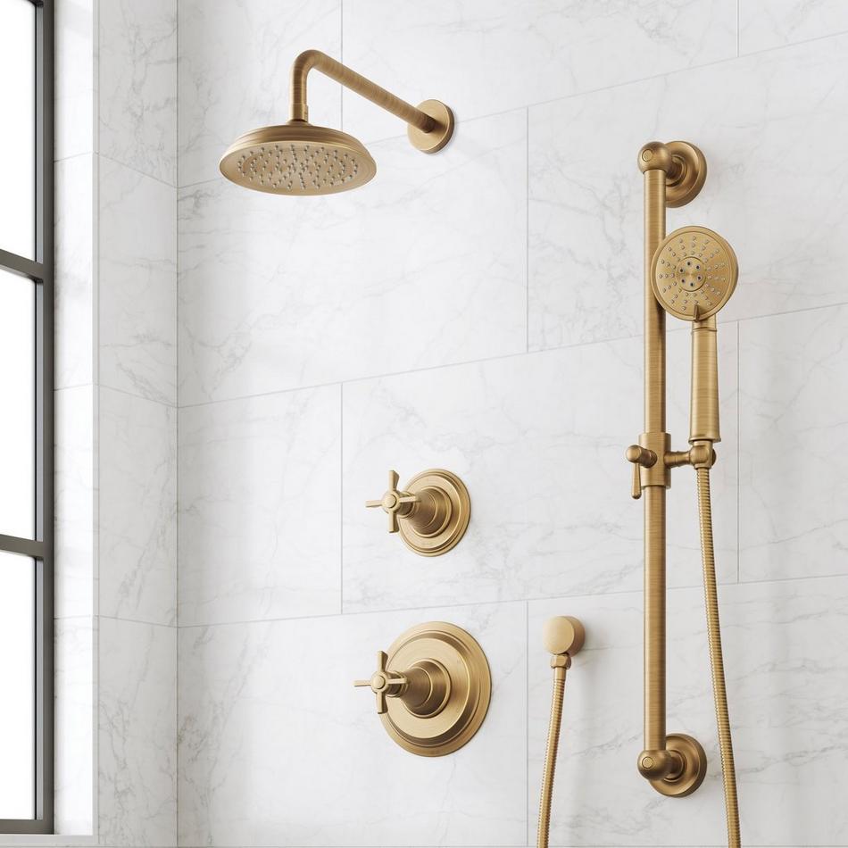 Marceau Pressure Balance Shower System With Slide Bar and Hand Shower - Cross Handles, , large image number 0