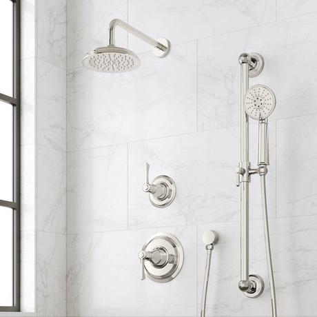Marceau Pressure Balance Shower System With Slide Bar and Hand Shower - Lever Handles