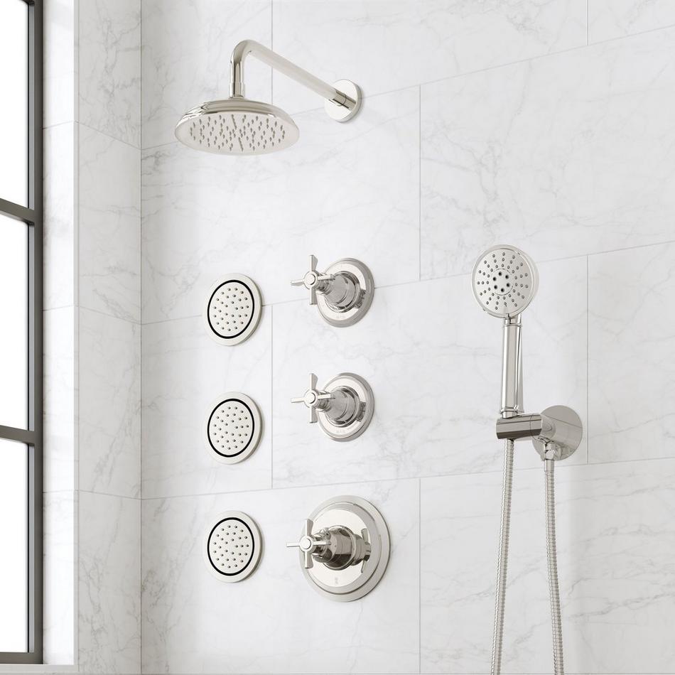 Marceau Thermostatic Shower System With 3 Body Sprays and Hand Shower - Cross Handles, , large image number 3