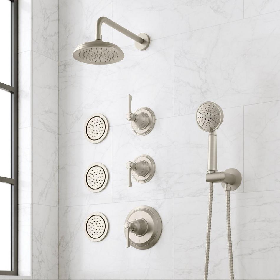 Marceau Thermostatic Shower System With 3 Body Sprays and Hand Shower - Lever Handles, , large image number 1