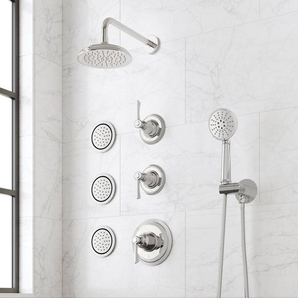 Marceau Thermostatic Shower System With 3 Body Sprays and Hand Shower - Lever Handles, , large image number 2