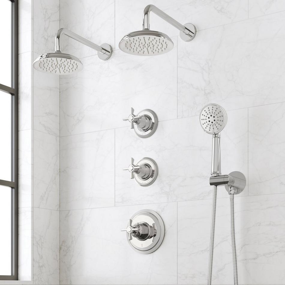 Marceau Thermostatic Shower System With Dual Showerheads and Hand Shower - Cross Handles, , large image number 2