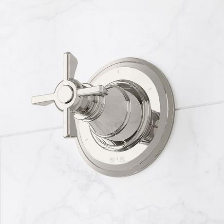 Marceau Thermostatic Shower System With Dual Showerheads and Hand Shower - Cross Handles