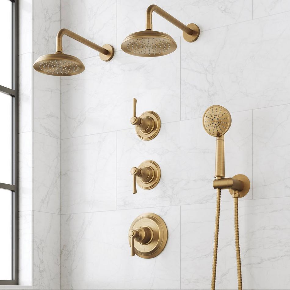 Marceau Thermostatic Shower System With Dual Showerheads and Hand Shower - Lever Handles, , large image number 0