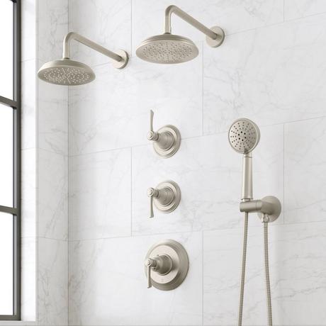 Marceau Thermostatic Shower System With Dual Showerheads and Hand Shower - Lever Handles