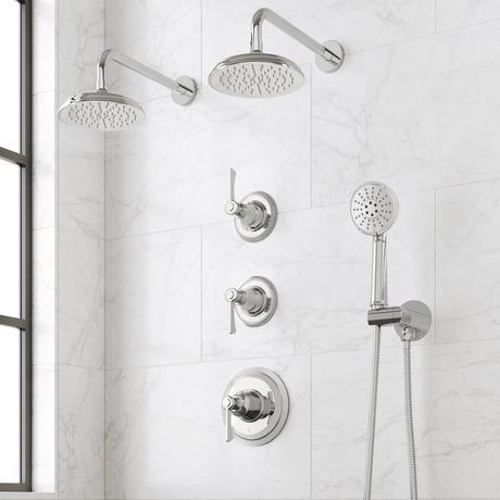 Marceau Thermostatic Shower System With Dual Showerheads and Hand Shower - Lever Handles