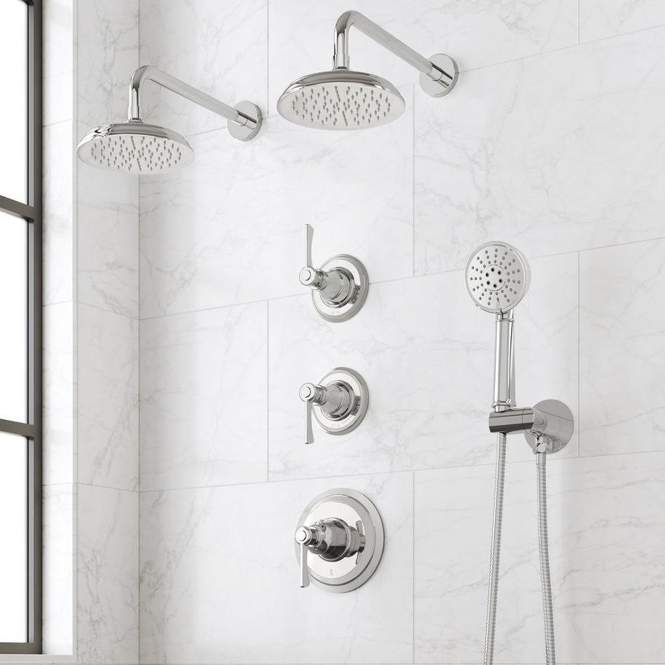 Marceau Thermostatic Shower System With Dual Showerheads and Hand Shower - Lever Handles, , large image number 2
