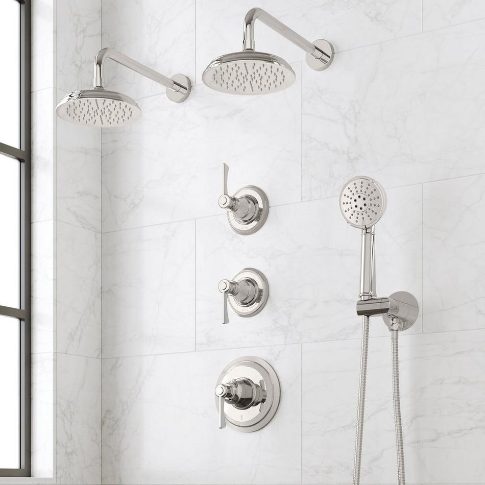 Marceau Thermostatic Shower System With Dual Showerheads and Hand Shower - Lever - Polished Nickel, , large image number 0