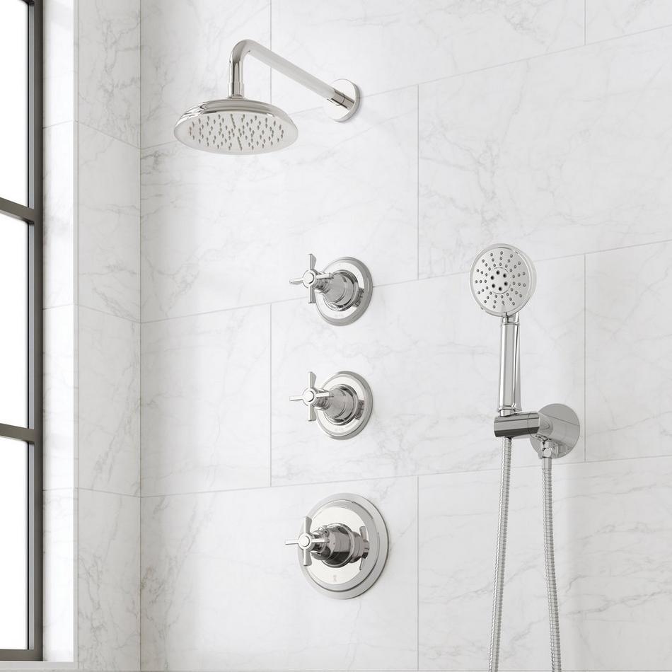 Marceau Thermostatic Shower System With Hand Shower - Cross Handles, , large image number 2