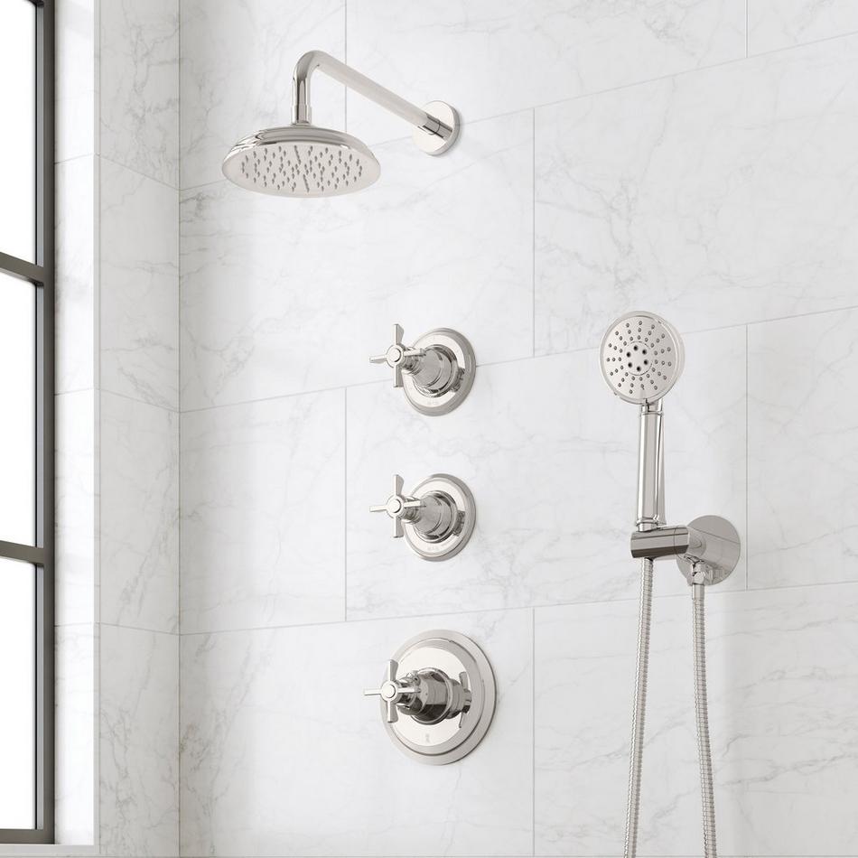 Marceau Thermostatic Shower System With Hand Shower - Cross Handles, , large image number 3