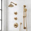 Marceau Thermostatic Shower System With Slide Bar and Hand Shower - Cross Handles - Aged Brass, , large image number 0