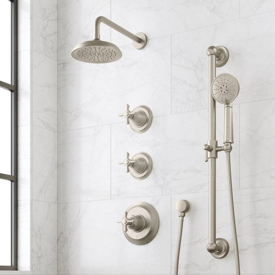 Marceau Thermostatic Shower System With Slide Bar and Hand Shower - Cross Handles, , large image number 1