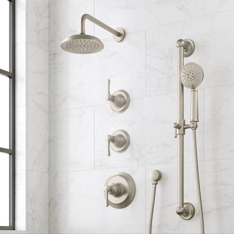 Marceau Thermostatic Shower System With Slide Bar and Hand Shower - Lever Handles
