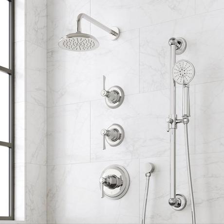 Marceau Thermostatic Shower System With Slide Bar and Hand Shower - Lever Handles