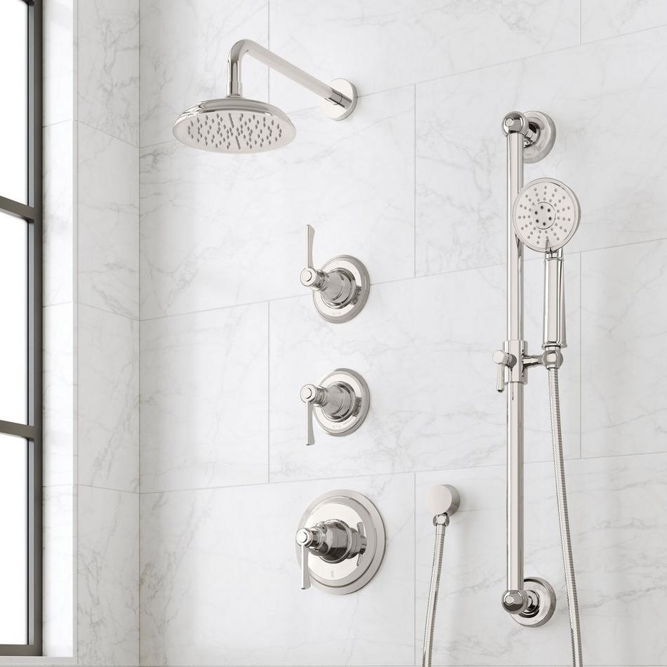 Marceau Thermostatic Shower System With Slide Bar and Hand Shower - Lever Handles, , large image number 3