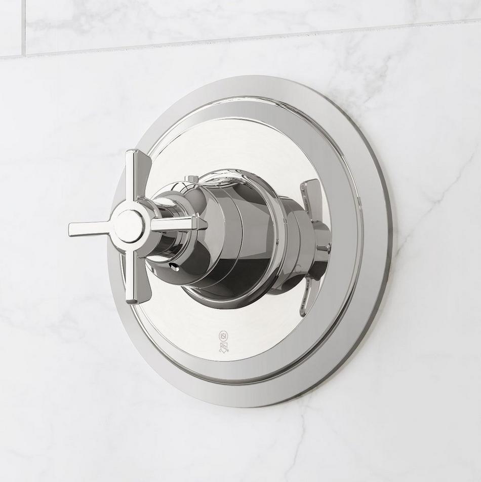 Marceau Thermostatic Shower Valve Trim and 1/2" Rough-In Valve - Cross Handle - Chrome, , large image number 0