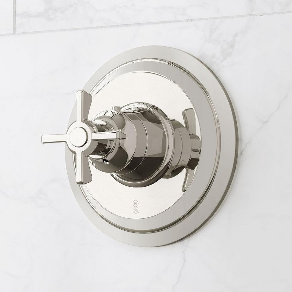 Marceau Thermostatic Shower Valve Trim and 3/4" Rough-In Valve - Cross Handle - Polished Nickel, , large image number 0