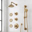 Marceau Thermostatic Shower With 3 Body Sprays, Slide Bar & Hand Shower - Cross - Aged Brass, , large image number 0