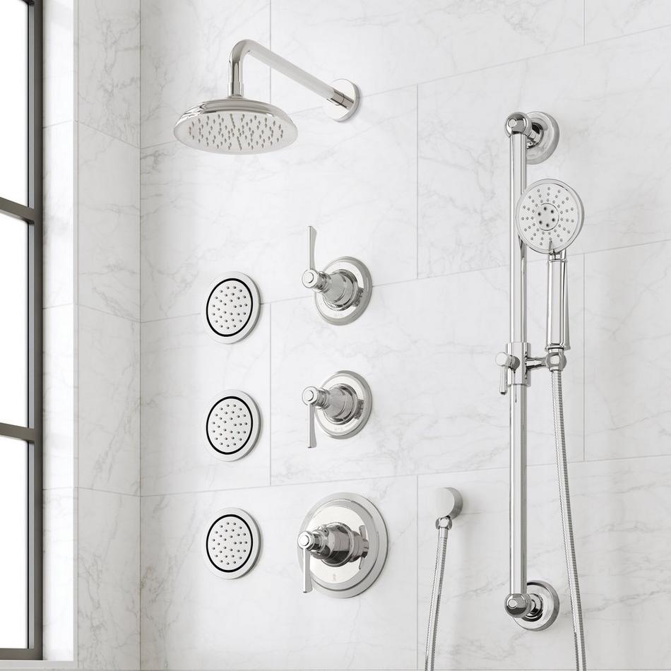 Marceau Thermostatic Shower System With 3 Body Sprays, Slide Bar and Hand Shower - Lever Handles, , large image number 2