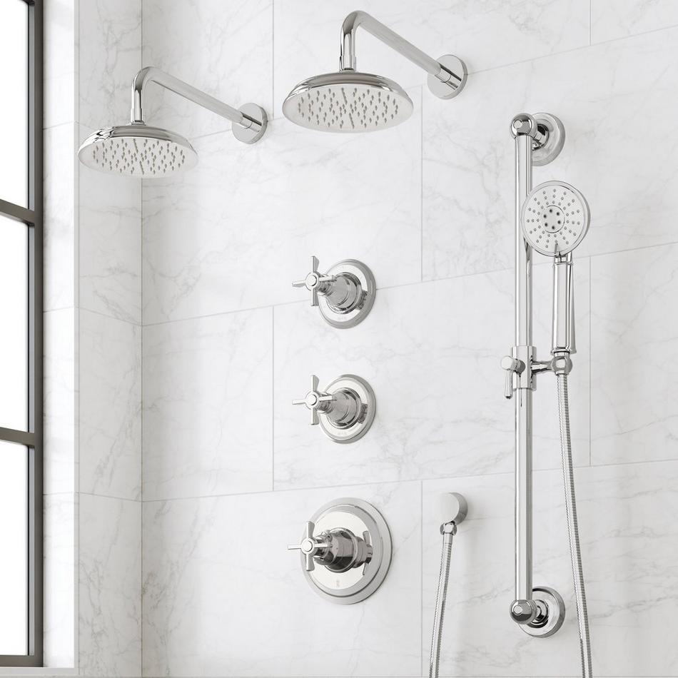 Marceau Thermostatic Shower System With Dual Showerheads, Slide Bar and Hand Shower - Cross Handles, , large image number 2