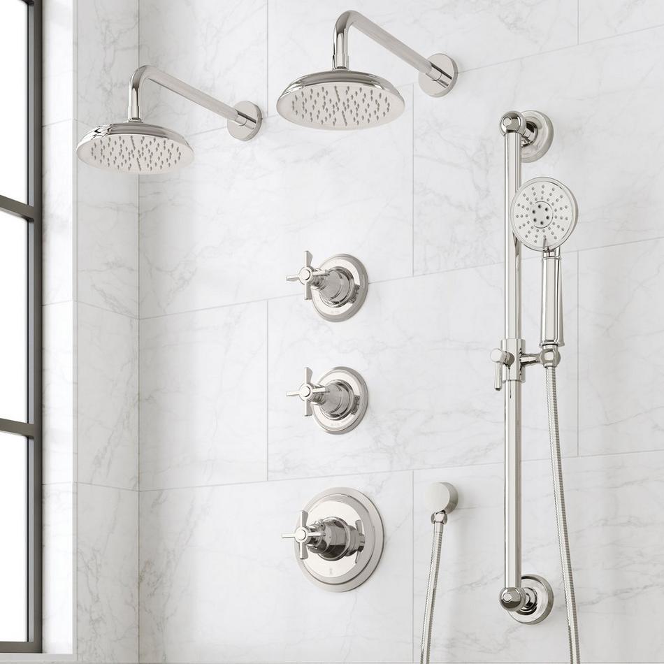 Marceau Thermostatic Shower System With Dual Showerheads, Slide Bar and Hand Shower - Cross Handles, , large image number 3