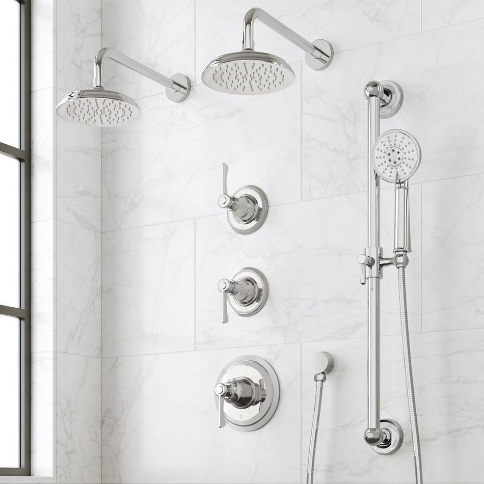 Marceau Thermostatic Shower System With Dual Showerheads, Slide Bar and Hand Shower - Lever Handles, , large image number 2