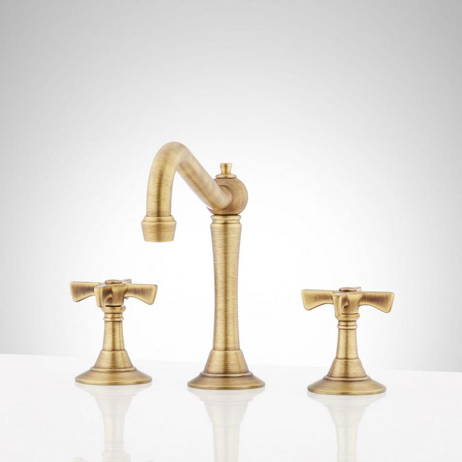 Marceau Widespread Bathroom Faucet - Cross Handles - Aged Brass, , large image number 0