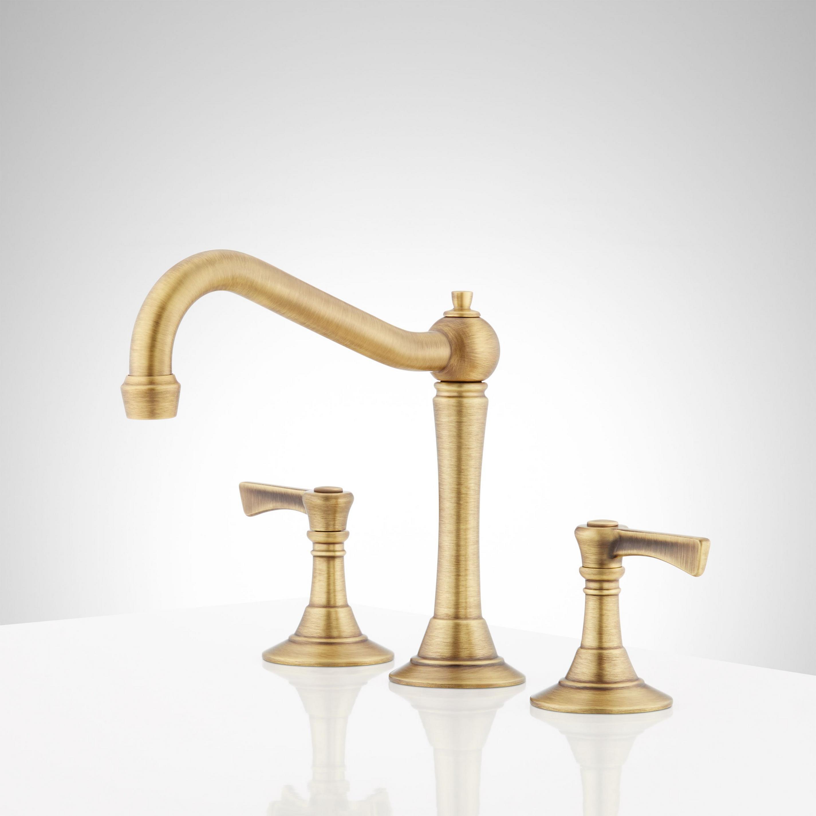 Marceau Widespread Bathroom Faucet - Lever Handles - Aged Brass ...