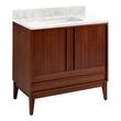 36" Sybill Mahogany Vanity - Outlet - Rect undermount - Washed Walnut - Carrara Marble - No Hole, , large image number 0