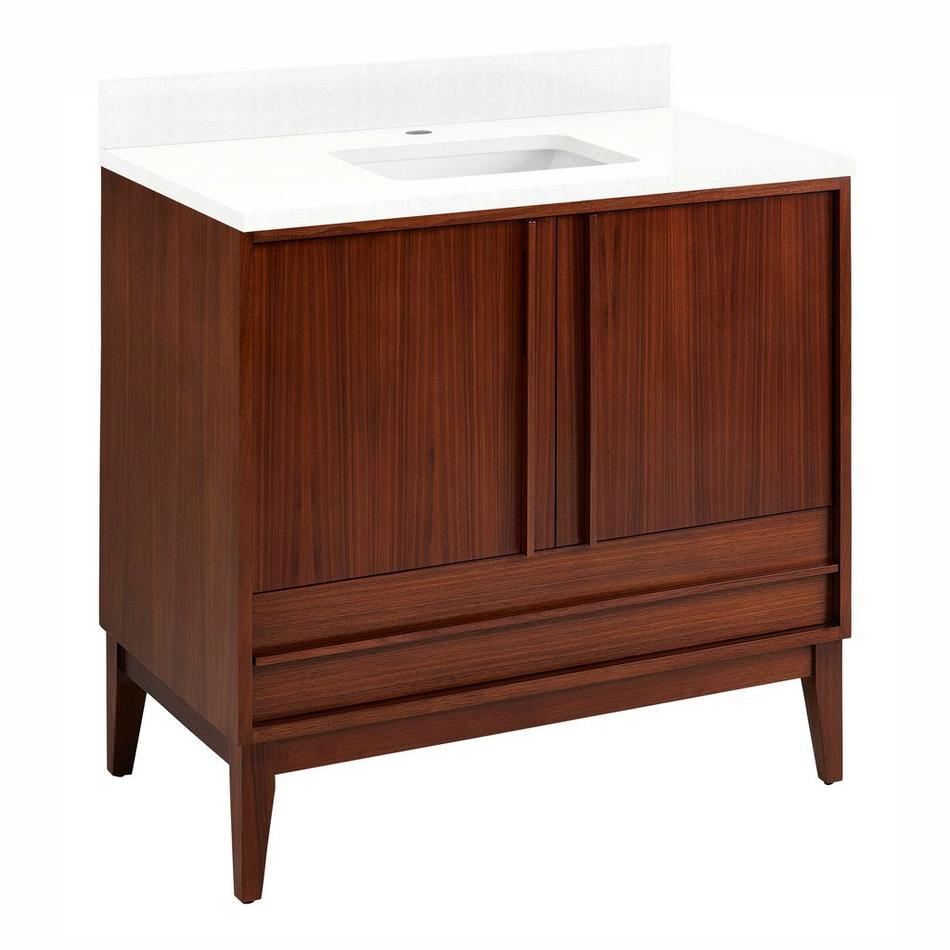 36" Sybill Mahogany Vanity - Outlet - Rect undermount - Washed Walnut - FW Quartz - 1 Hole, , large image number 0