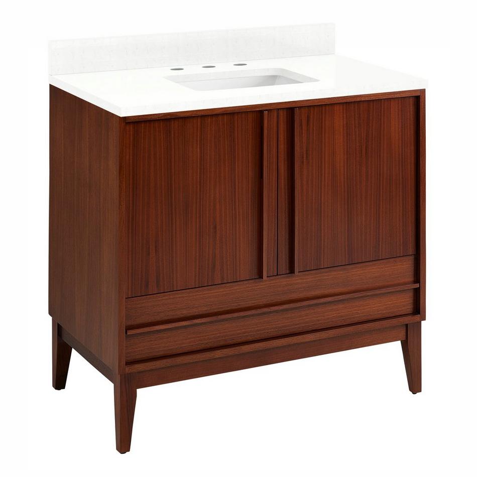 36" Sybill Mahogany Vanity - Outlet - Rect undermount - Washed Walnut - FW Quartz - 3 Hole, , large image number 0