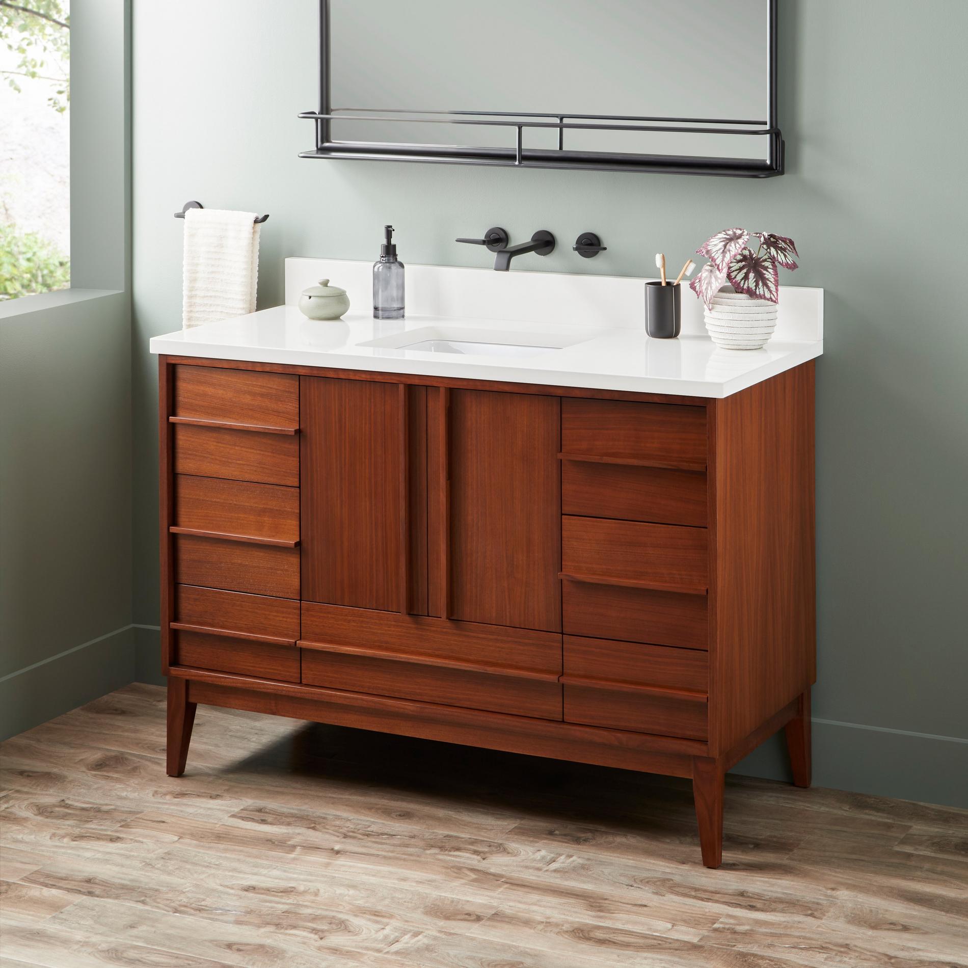 48" Sybill Mahogany Vanity - Outlet - Rect Undermount - Washed Walnut