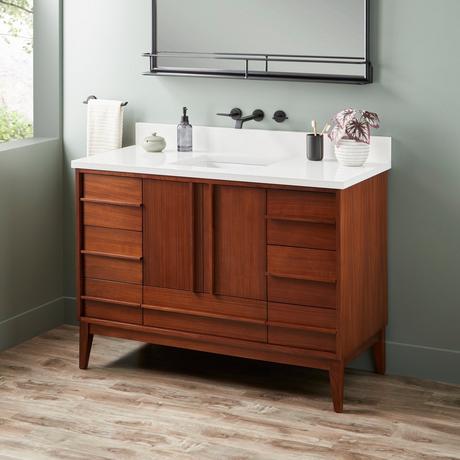 48" Sybill Mahogany Vanity - Outlet - Rect Undermount - Washed Walnut